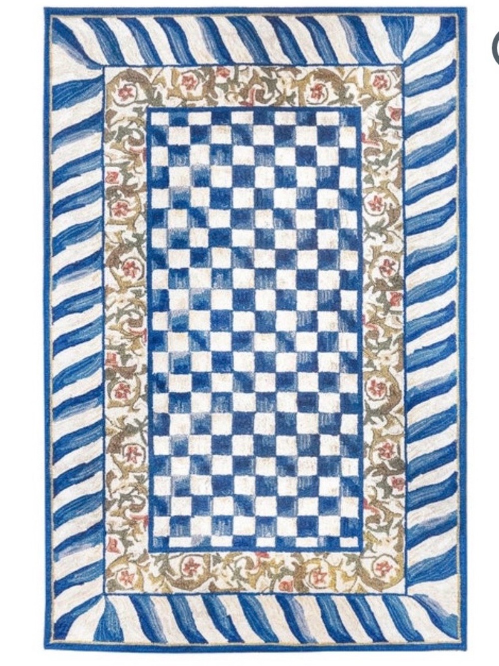 NWT Mackenzie Childs Royal check washable 8x10 Decorative area Rug sold out